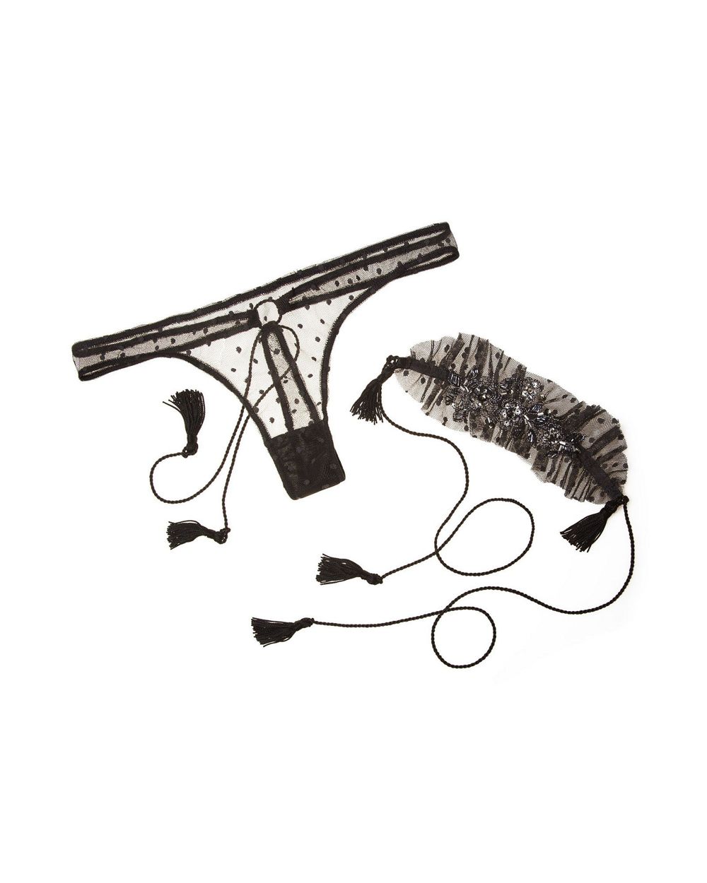 Only Hearts Eyes Wide Shut Glimmer Mask and Thong Set in black