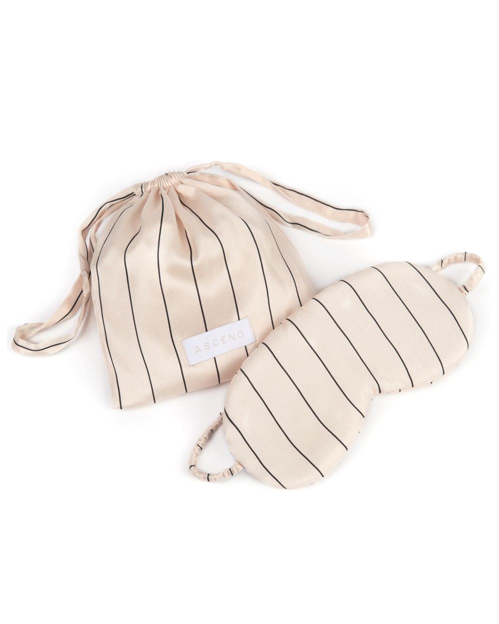 Asceno Sand Pinstripe Eye Mask in beige
