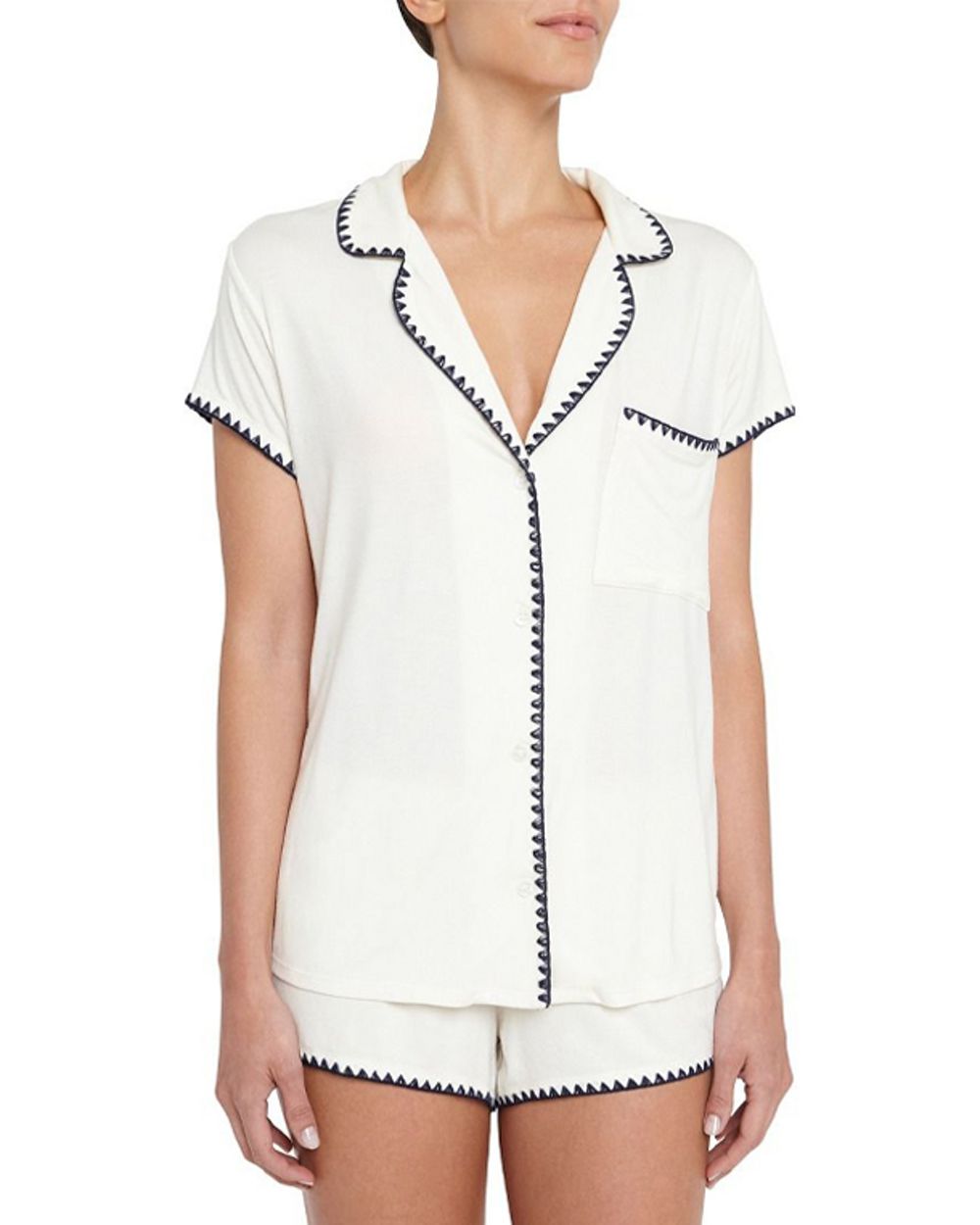Eberjey Frida Whip Stitch Short PJ in white