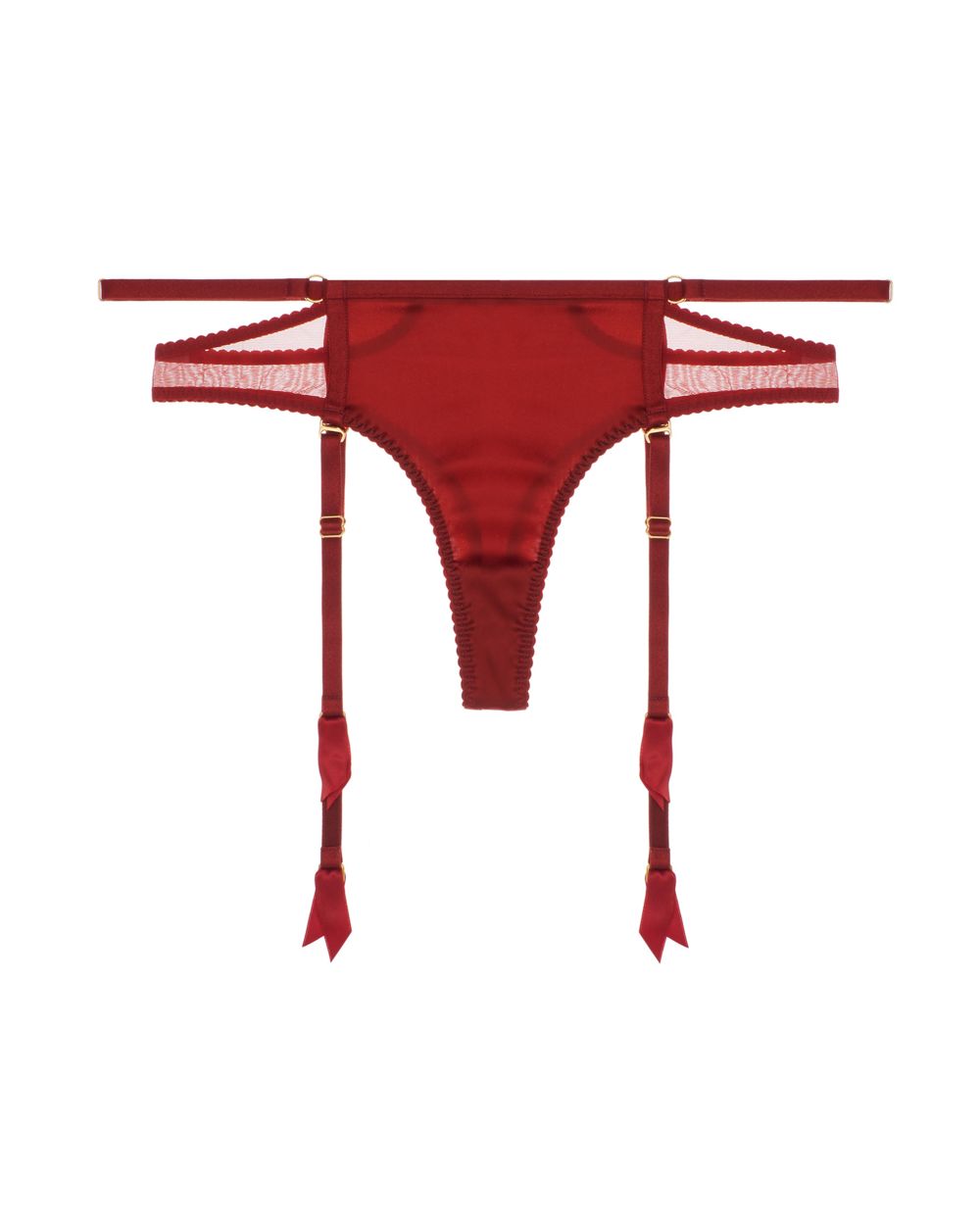 Bordelle Bondage-Belle Suspender Thong in red