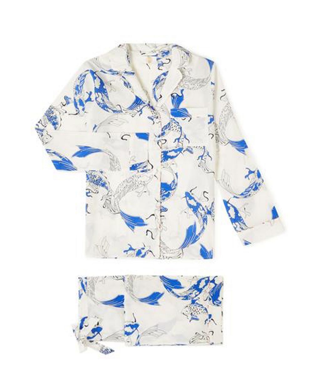 Yolke Fortune Fish Classic Pyjama Set in white