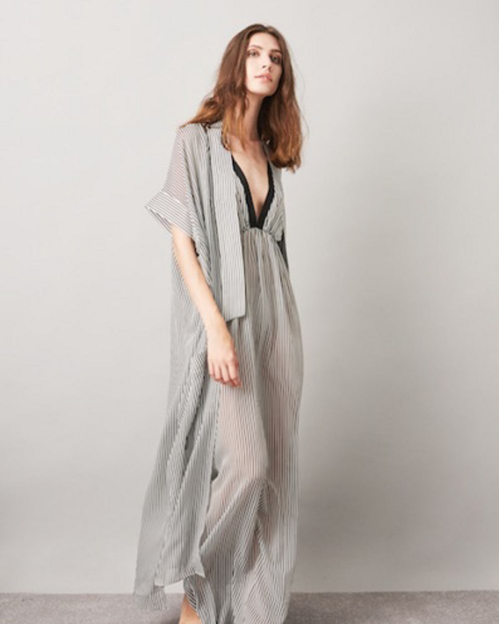Violet & Wren Aniseed Stripe Maxi Slip in blue