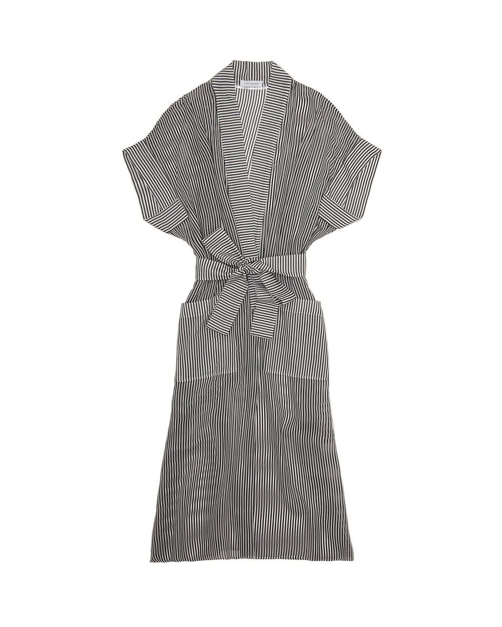 Violet & Wren Aniseed Stripe Maxi Robe in gray