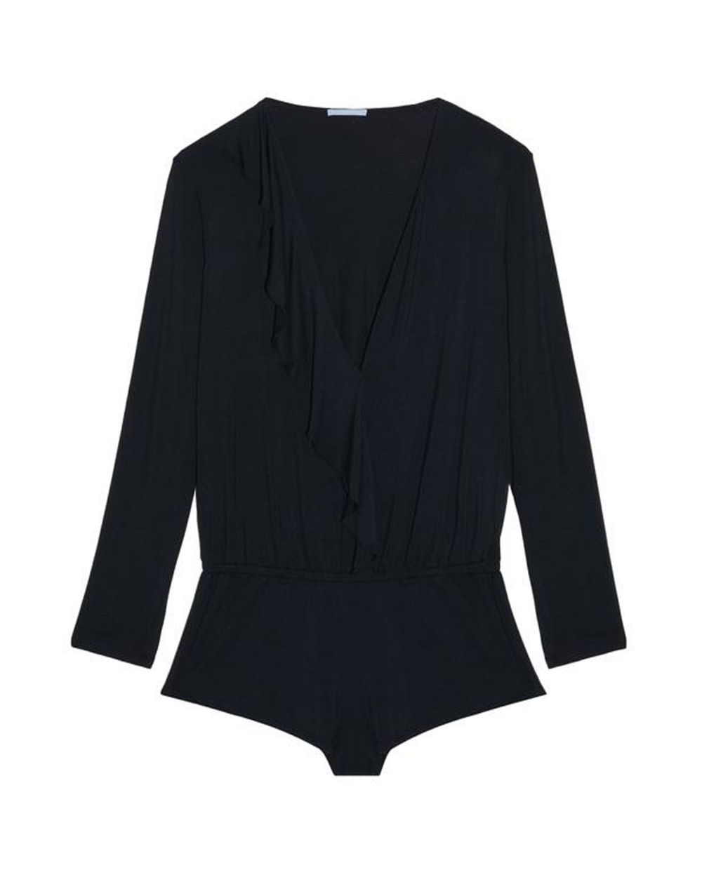 Eberjey Ivy Flounce Long Sleeve Teddy in black