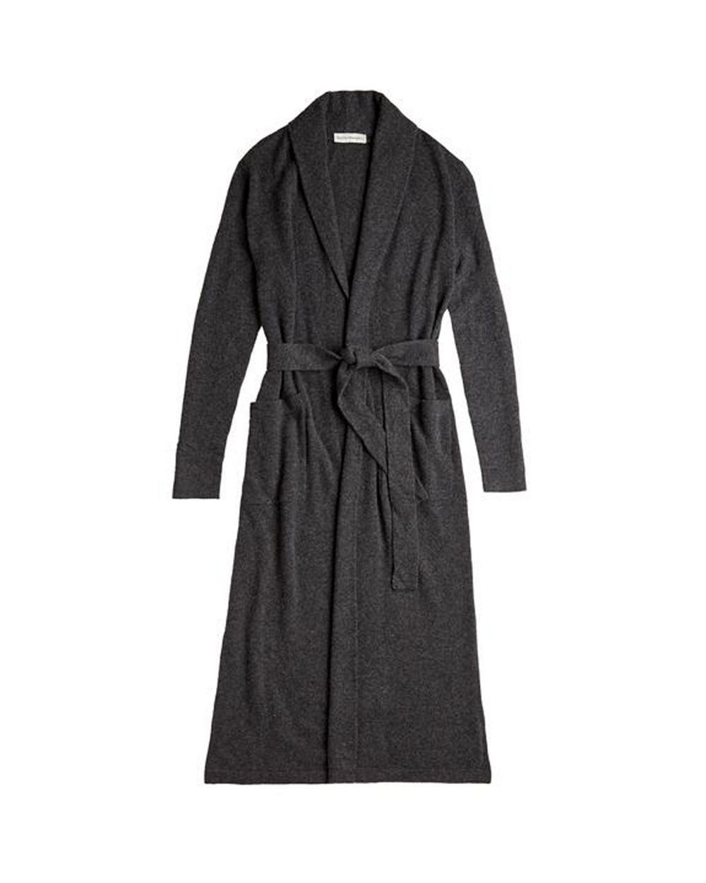 White + Warren Cashmere Long Robe in gray