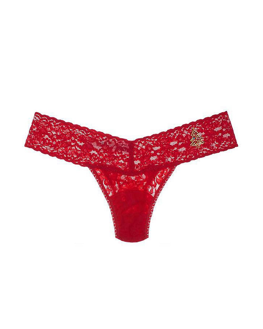 Hanky Panky Christmas Bon Bon Low Rise Thong in red