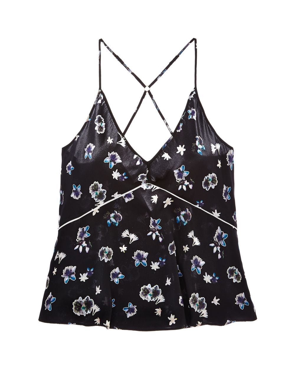 Violet & Wren Night Flower Cross Back Cami in blue