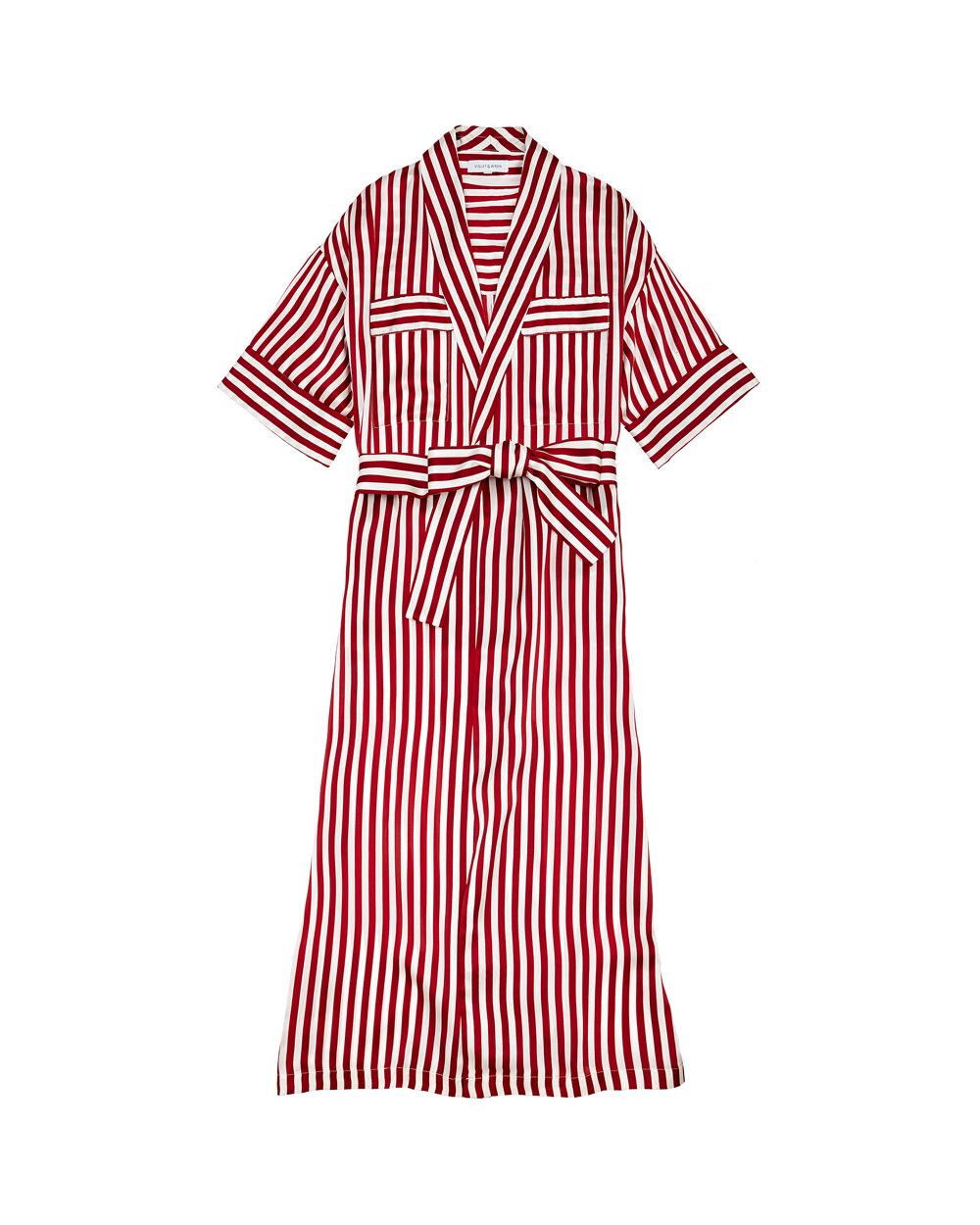 Violet & Wren Crimson Stripe Longline Kimono in red