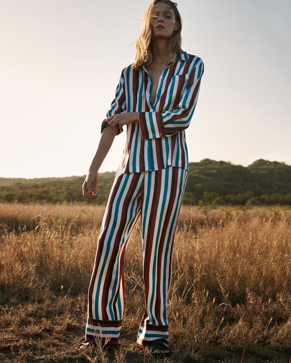 Asceno Multi Stripe PJ Bottom in blue