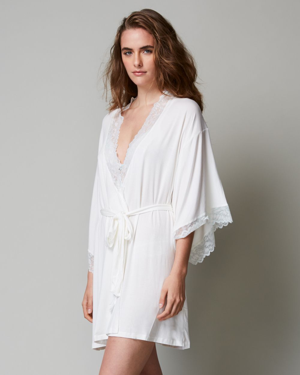 Eberjey Rosario Mademoiselle Kimono Robe in white