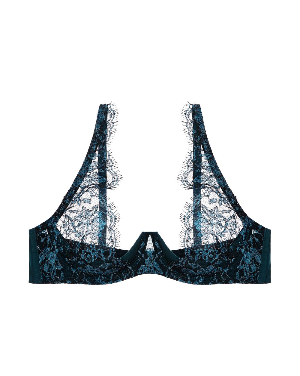 Coco de Mer Peridot High Apex Plunge Bra in green