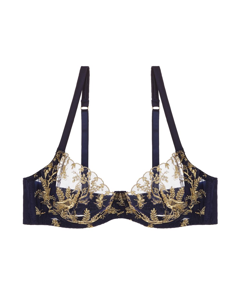 Coco de Mer Golden Heron Plunge Bra in blue