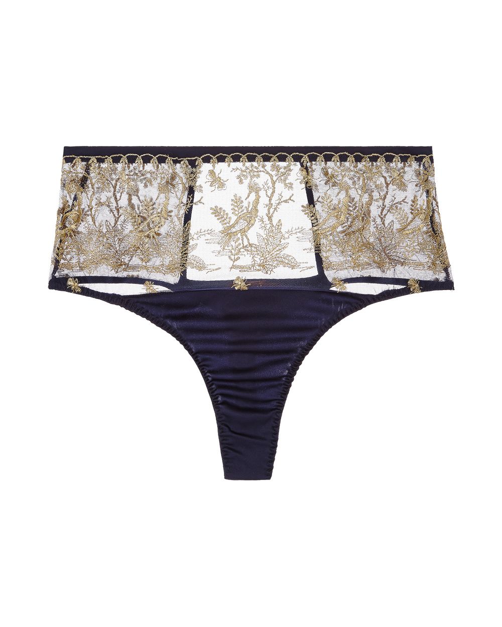 Coco de Mer Golden Heron High Waisted Thong in blue
