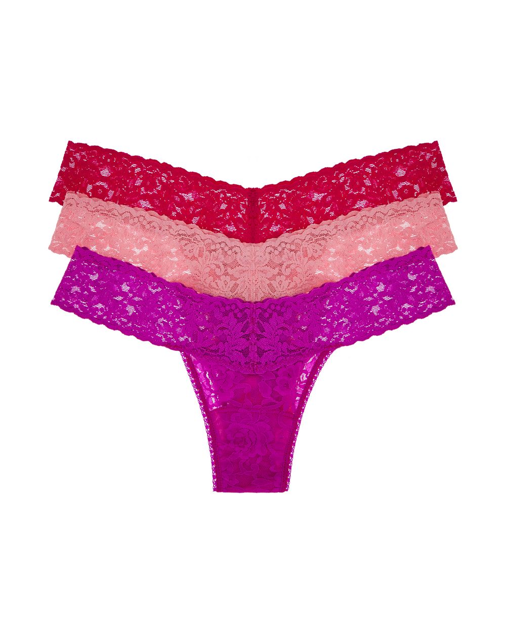Hanky Panky Valentine's Day 3 Low Rise Thongs in pink