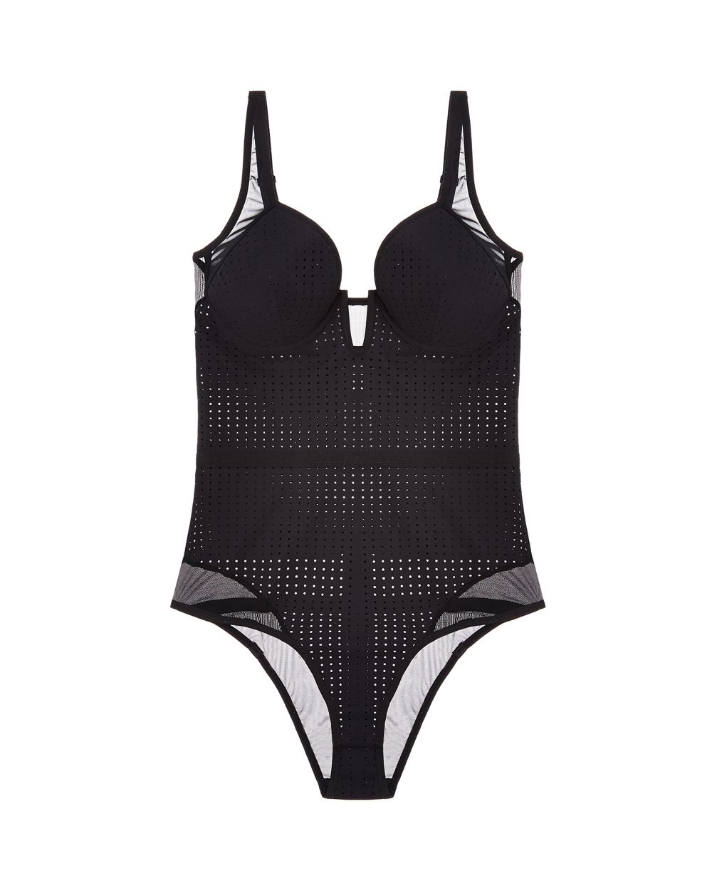 Opaak Perforated Donna Bodysuit in black