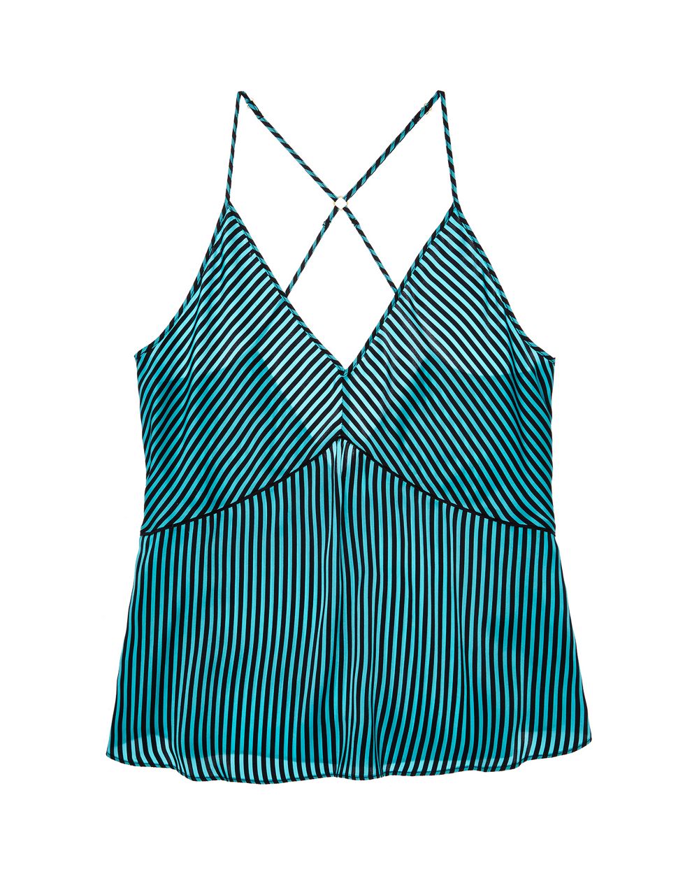 Violet & Wren Pacific Stripe Cross Back Cami in blue
