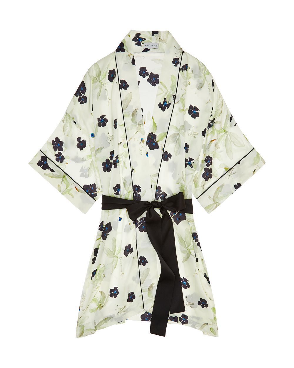 Violet & Wren Neo Mint Vine Piped Kimono in green