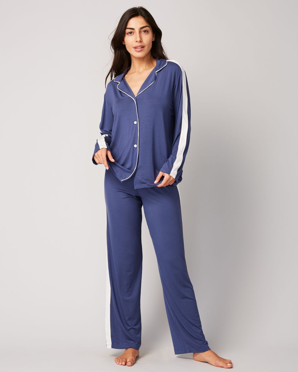 Eberjey Gisele Long Athletic PJ Set in blue