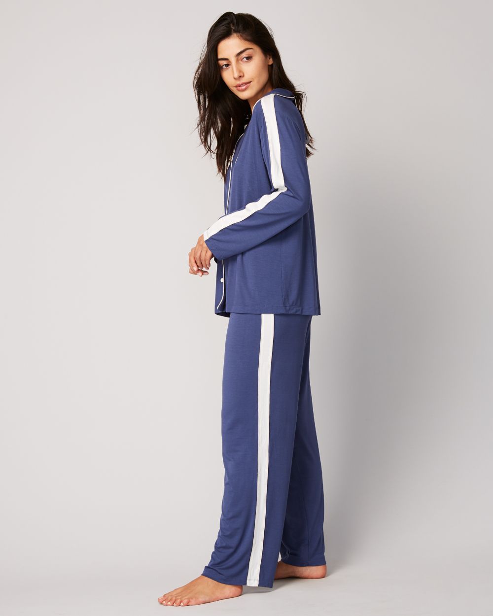 Eberjey Gisele Long Athletic PJ Set in blue