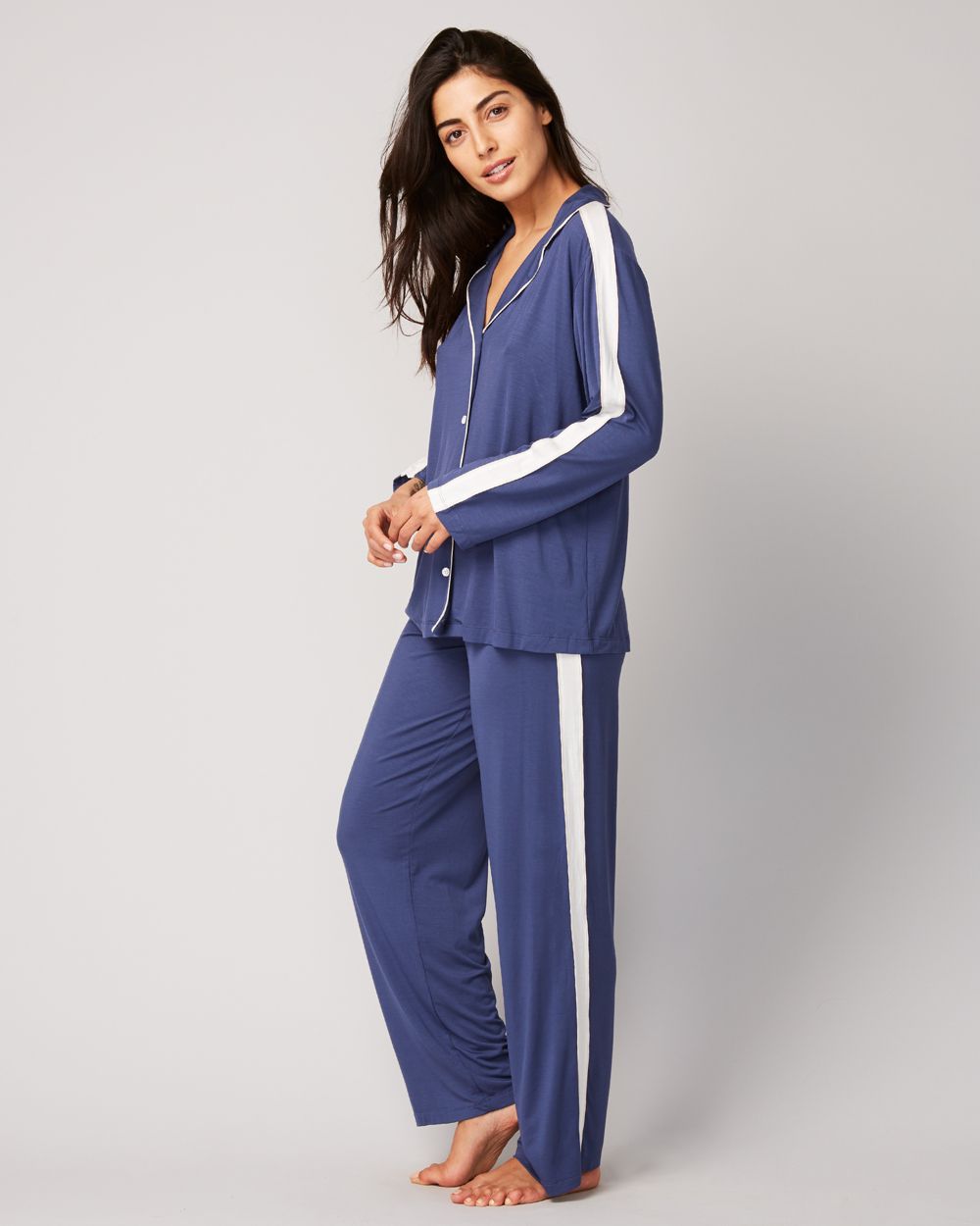 Eberjey Gisele Long Athletic PJ Set in blue