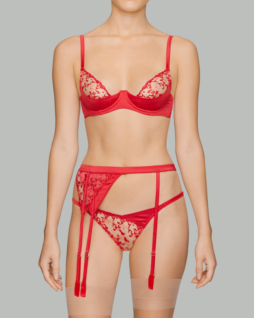 Coco de Mer PLAYBOY Kiss Me Plunge Bra in red