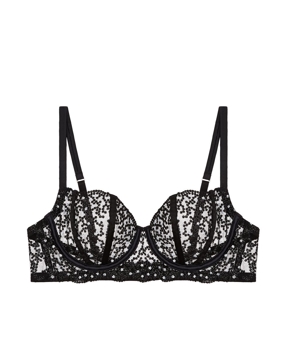 Coco de Mer PLAYBOY Tease Me Balcony Bra in black