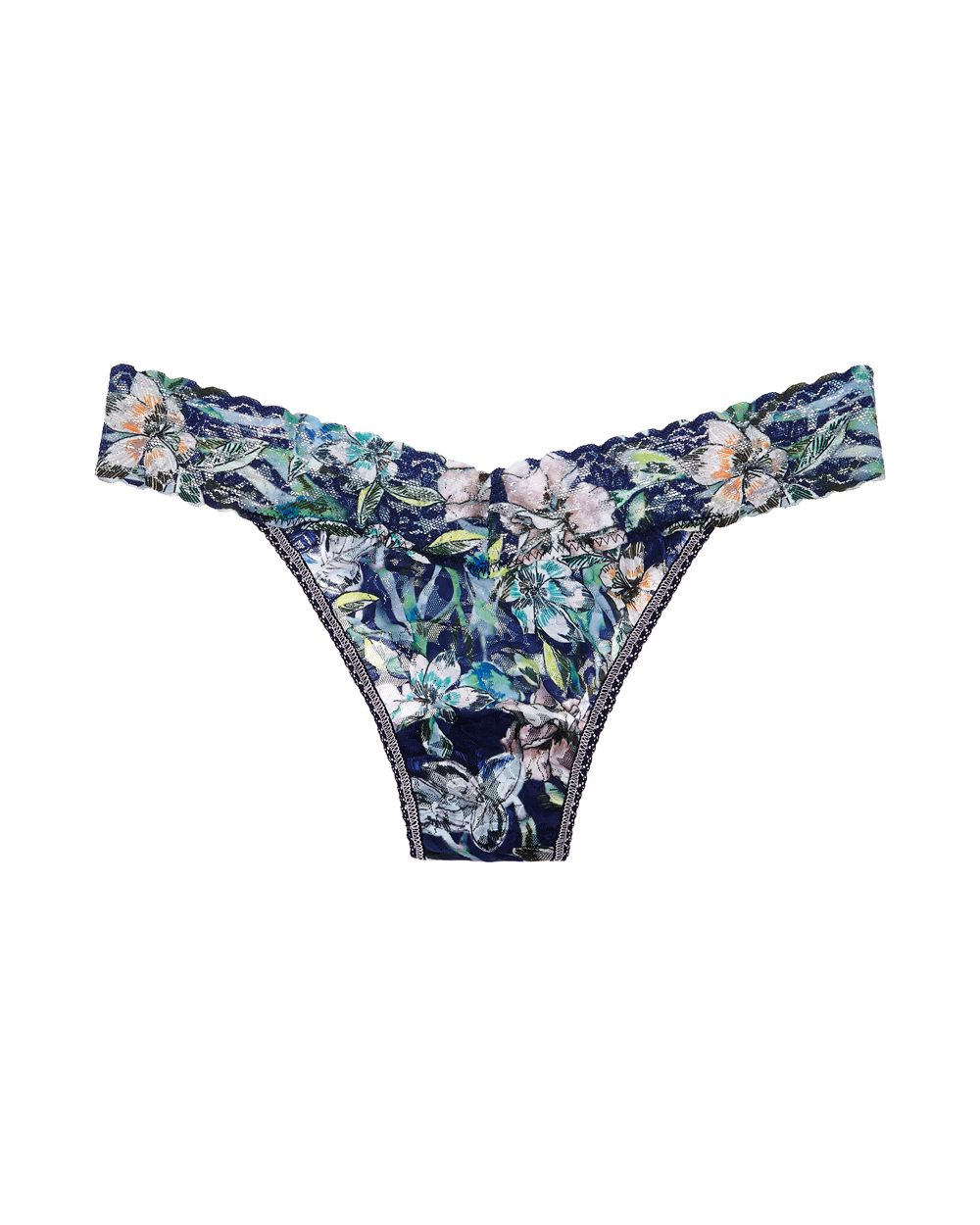Hanky Panky Felice Floral Original Rise Thong in blue