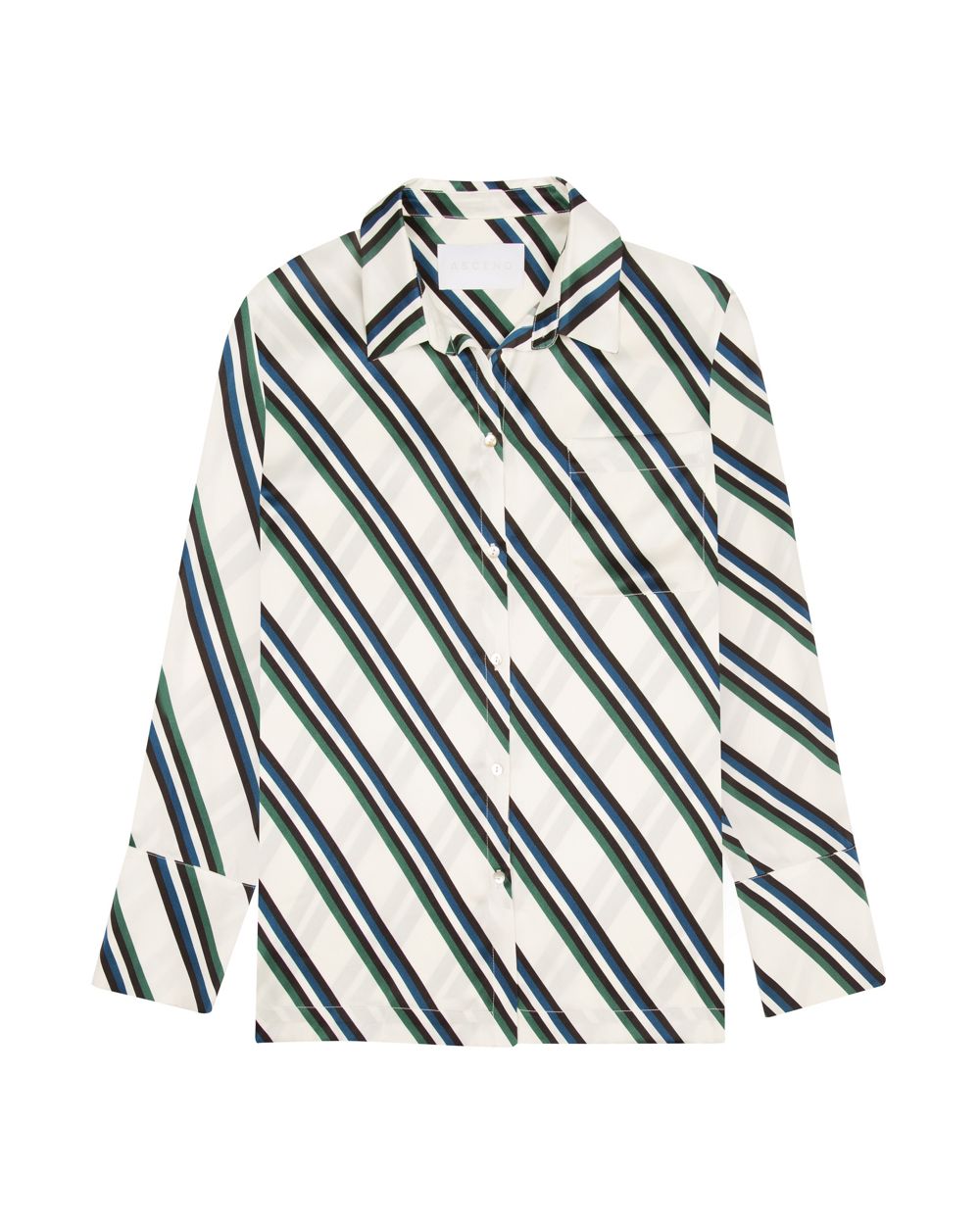 Asceno Diagonal Stripe PJ Top in white