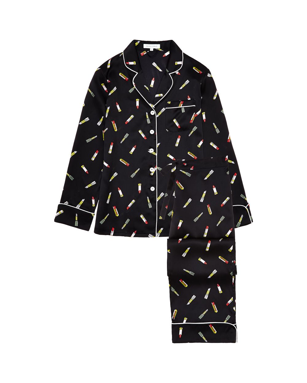 Olivia von Halle Lila Cleo Pajama Set in black