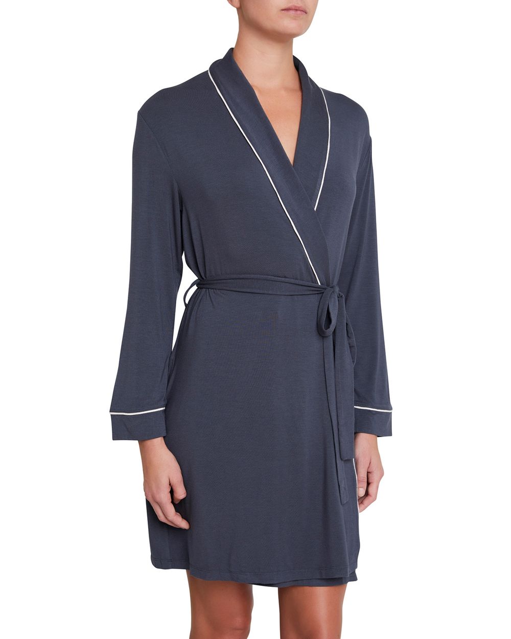 Eberjey Gisele Tuxedo Robe in gray