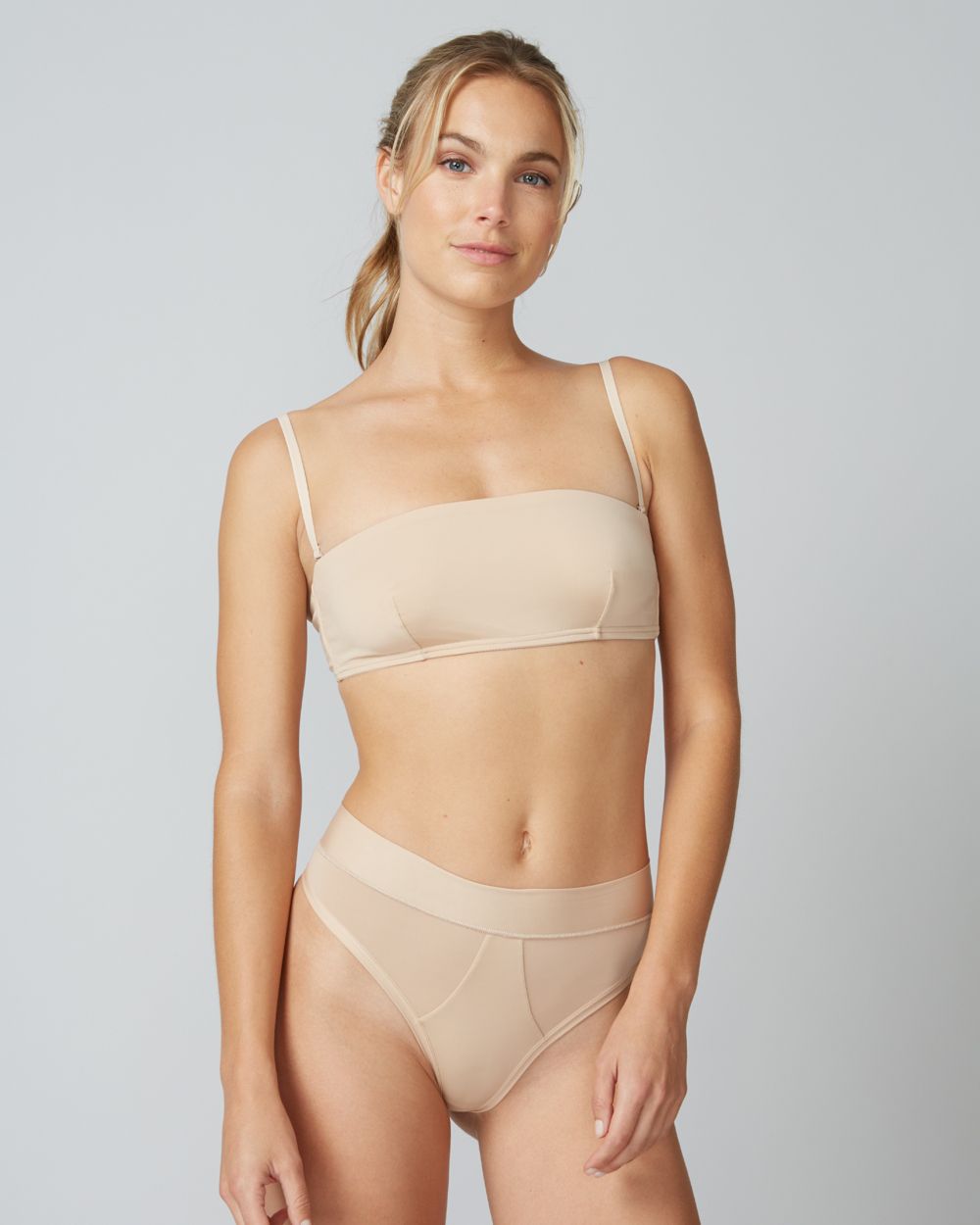 The Great Eros Lugano Hi Waist Thong in beige