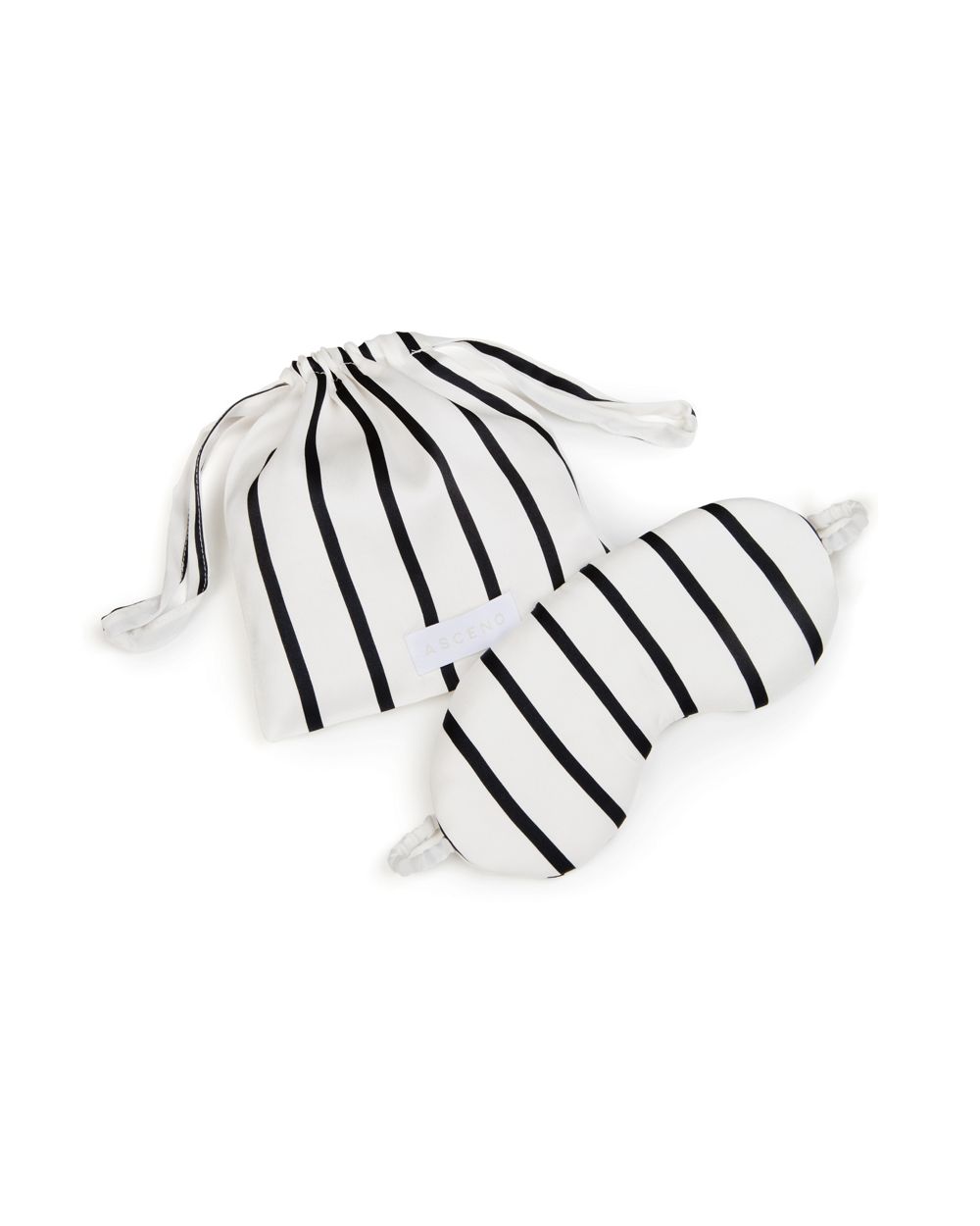 Asceno Jet Black Stripe Sleep Mask in white