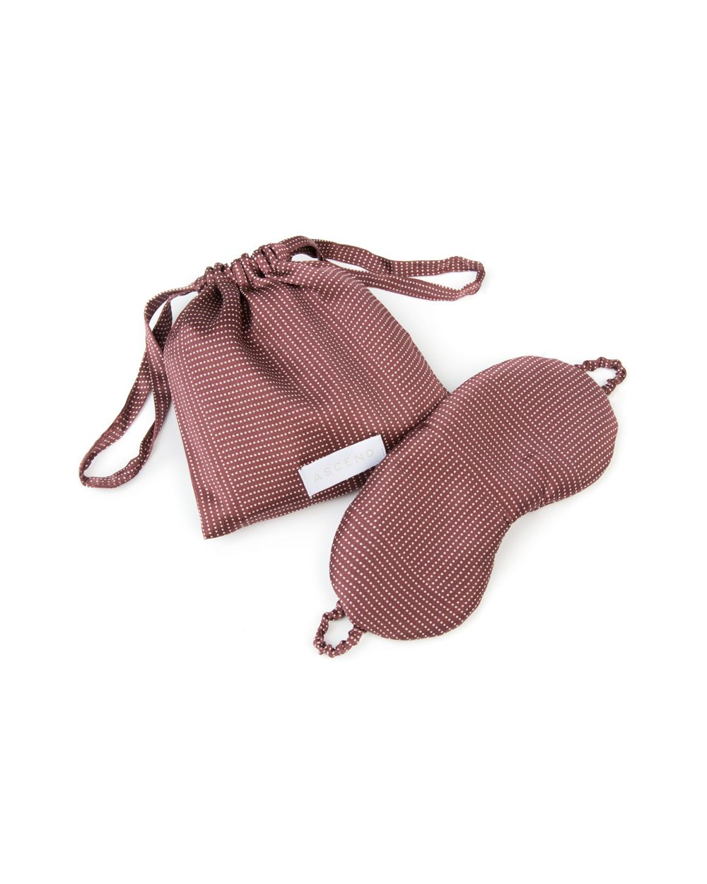 Asceno Rust Dotted Line Sleep Mask in red