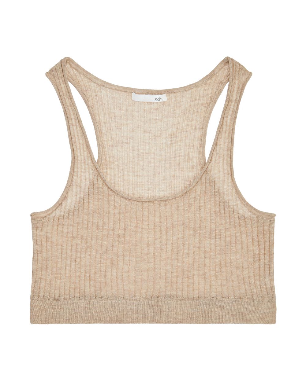 Skin Cashmere Blend Minnie Crop Top in beige
