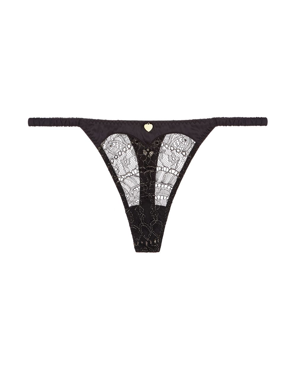 Coco de Mer PLAYBOY Gilded Heart Thong in black