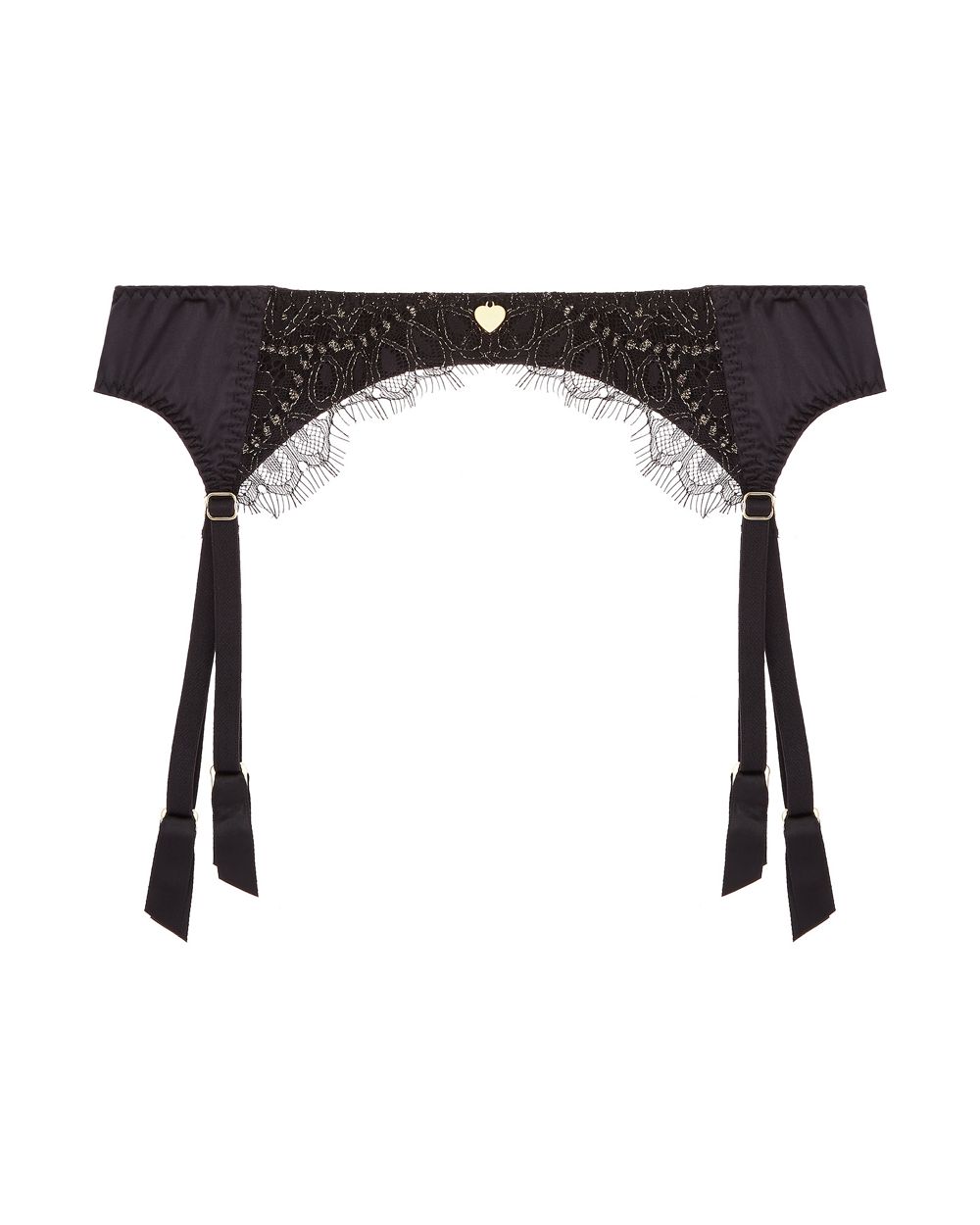 Coco de Mer PLAYBOY Gilded Heart Suspender in black