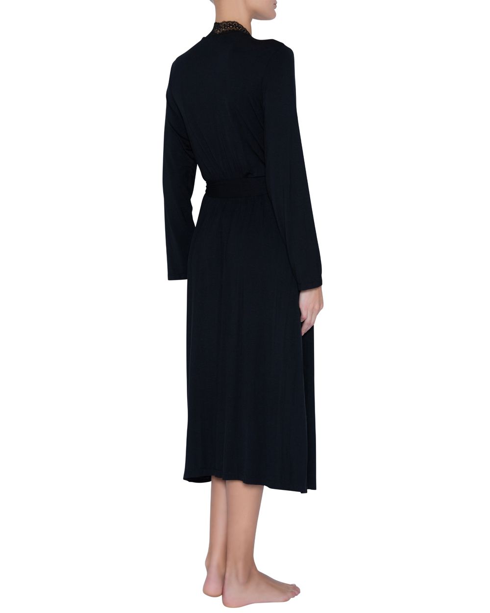 Eberjey Myla Classic Long Robe in black
