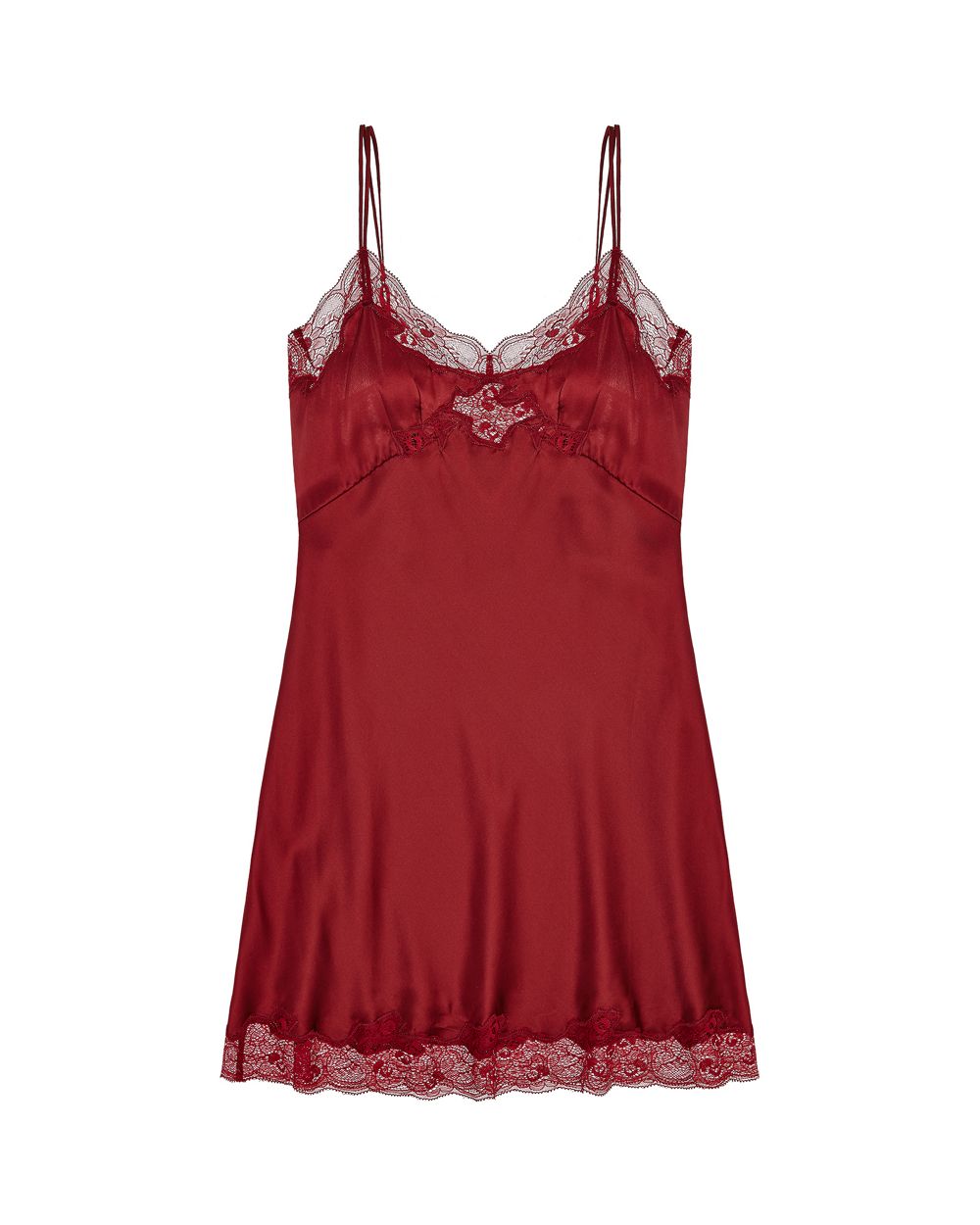 Only Hearts Silk Charmeuse Mini Slip in red