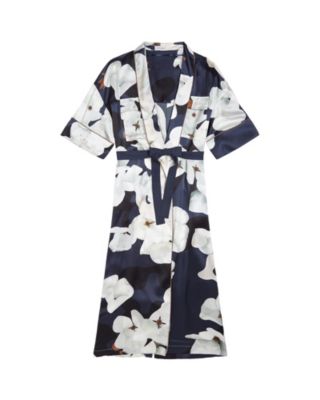 Violet & Wren Camo Bloom Longline Kimono in blue