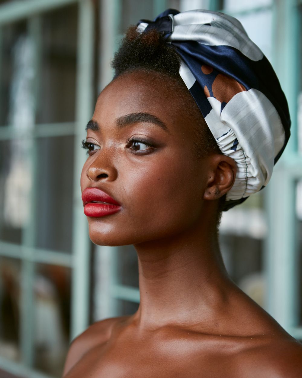 Violet & Wren Camo Bloom Turban in blue