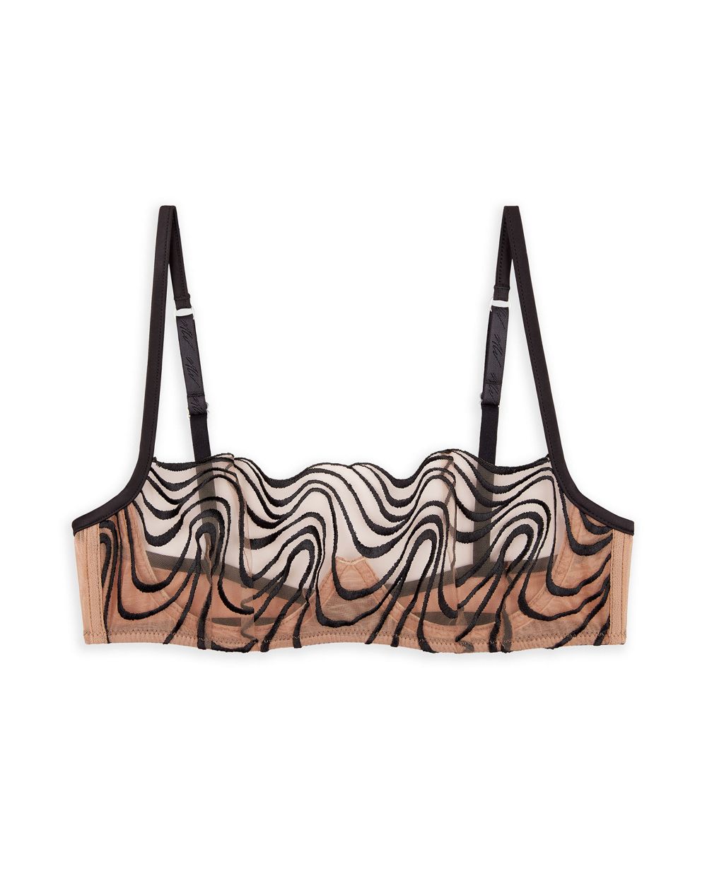 Noelle Wolf Mist Embroidery Bandeau Bra in black