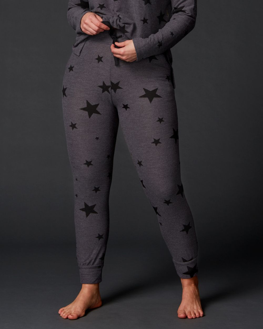 Sundry Star Print Jogger Pants in gray