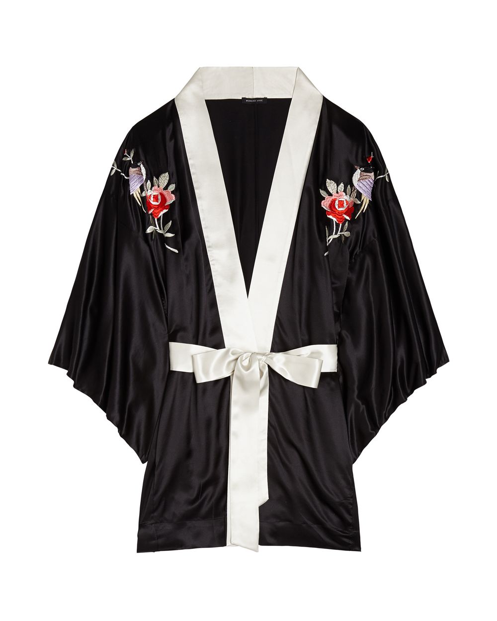 Morgan Lane Love Bird Embroidery Nia Robe in black