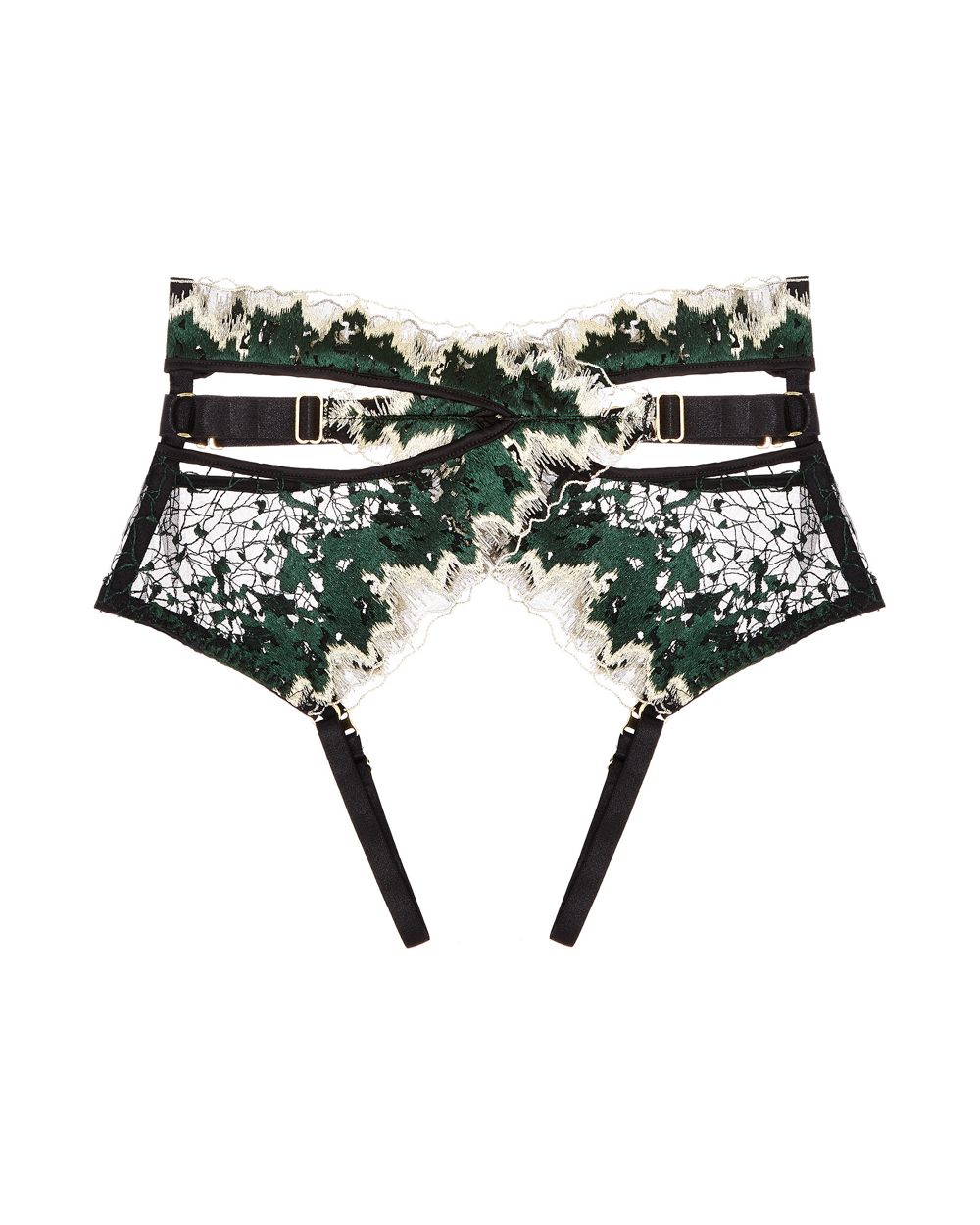 Bordelle Wilde Ouvert High Waist Brief in green