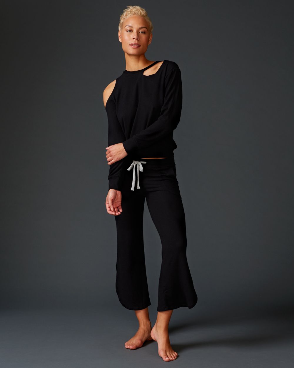 LNA Brushed Curved Kismet Pant in black