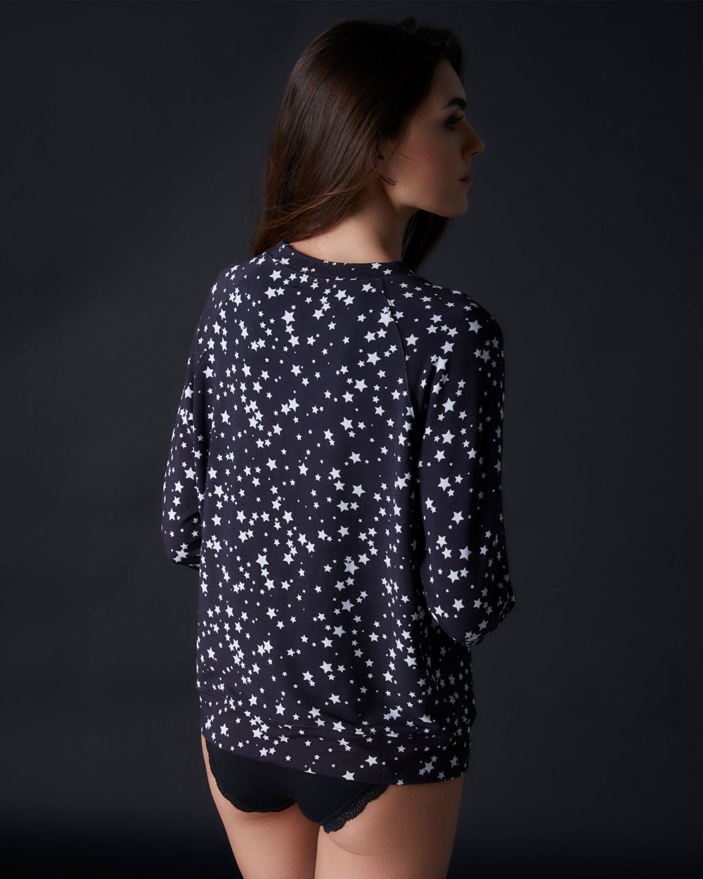 Stripe + Stare Black with White Star Sweatshirt in black