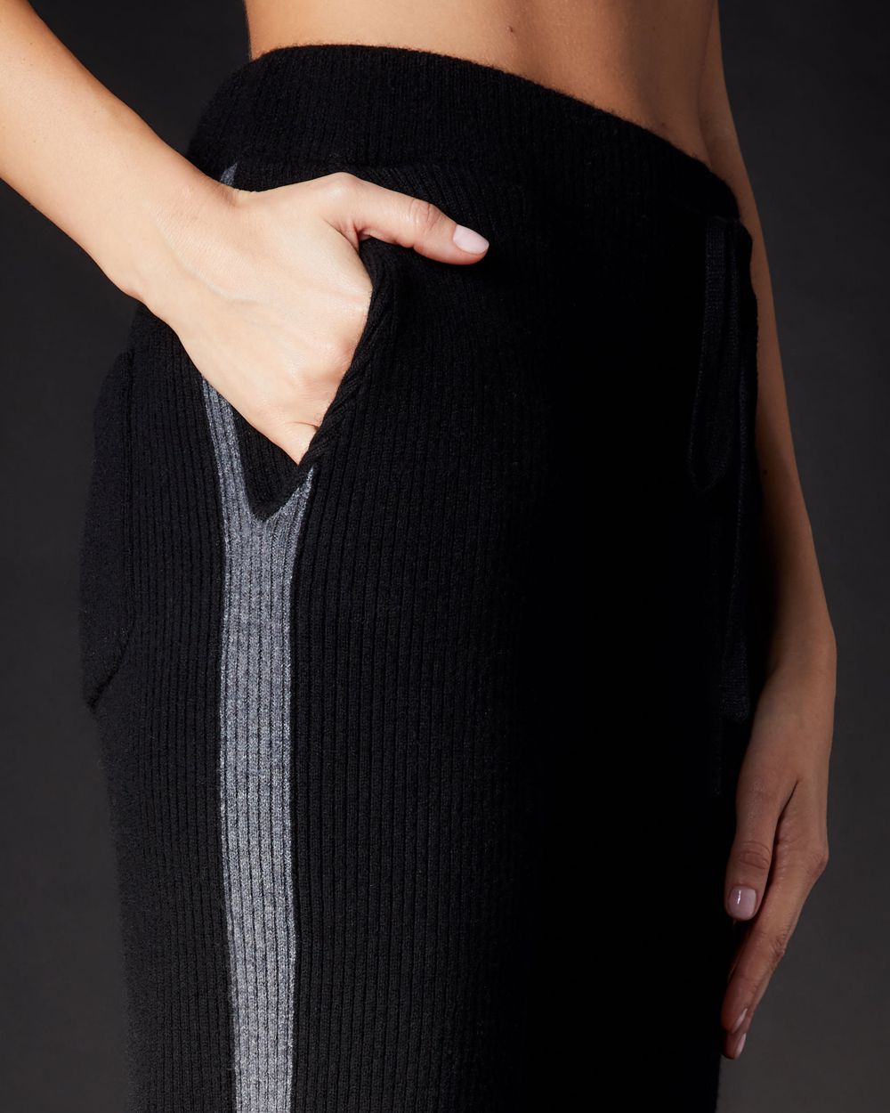 Arlotta Cashmere Racer Stripe Sweatpant in black