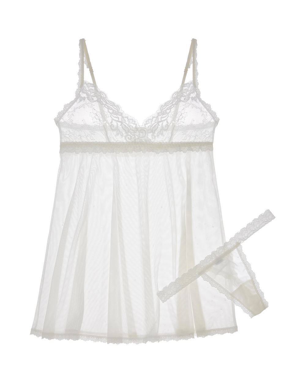 Hanky Panky Duchess Sheer Babydoll with G-String in white