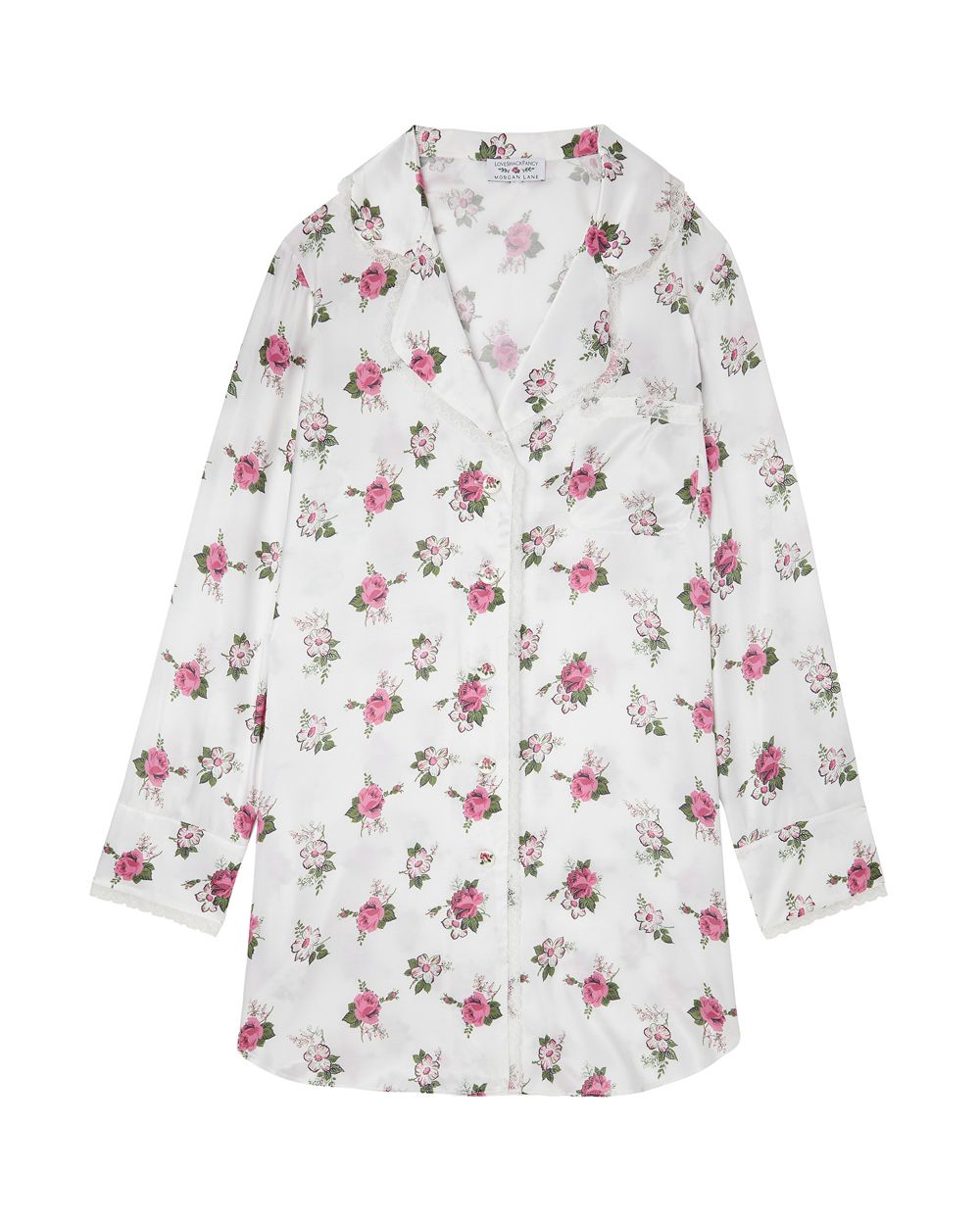 Morgan Lane x Love Shack Fancy Pretty Baby Stacy Night Shirt in white