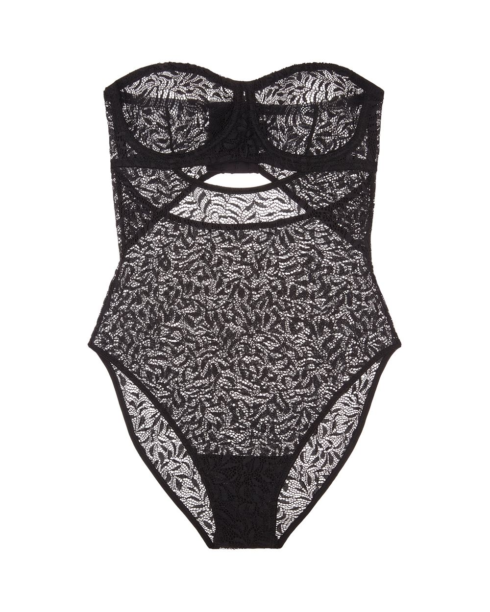 Else Acacia Underwire Strapless Cut Out Bodysuit in black